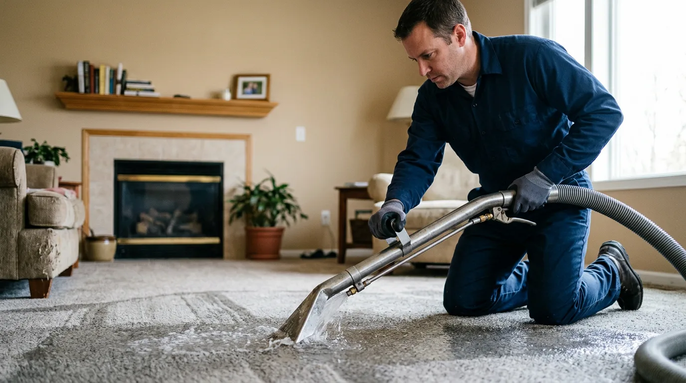 Water damage restoration technician working near Hico, TX